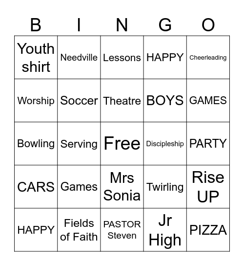 Halleluiah Night Bingo Card