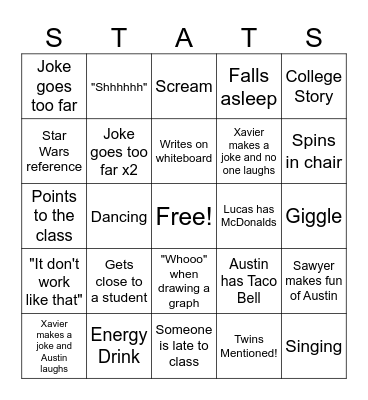 Stats Bingo Card