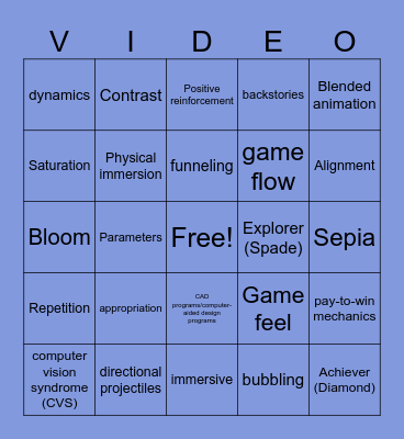 Game Design 1B Bingo Card