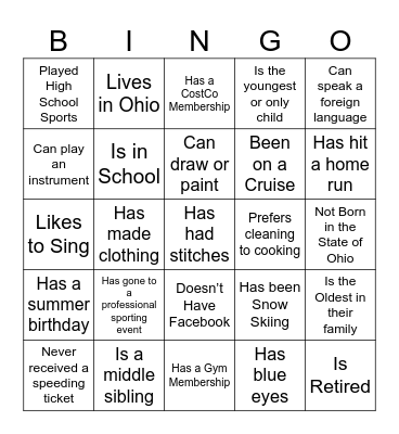 Hoffmann Family Reunion Bingo Card