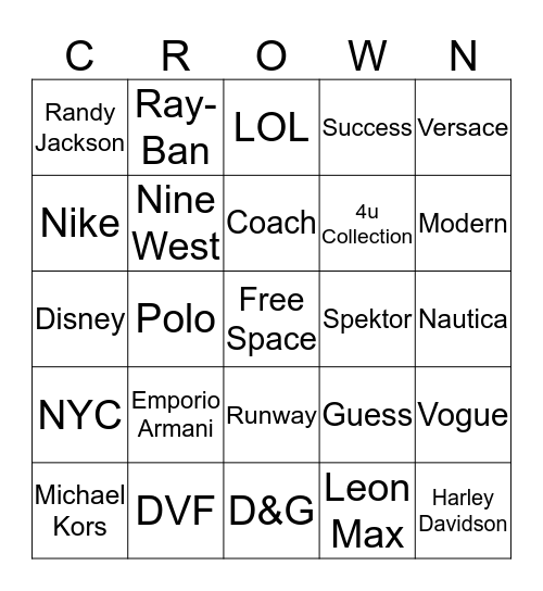 !!CROWN BINGO!! Bingo Card