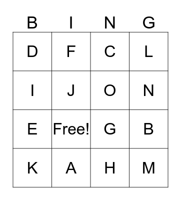 Alphabet Bingo Card