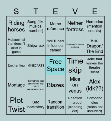 Minecraft Movie Bingo 🗣️ Bingo Card