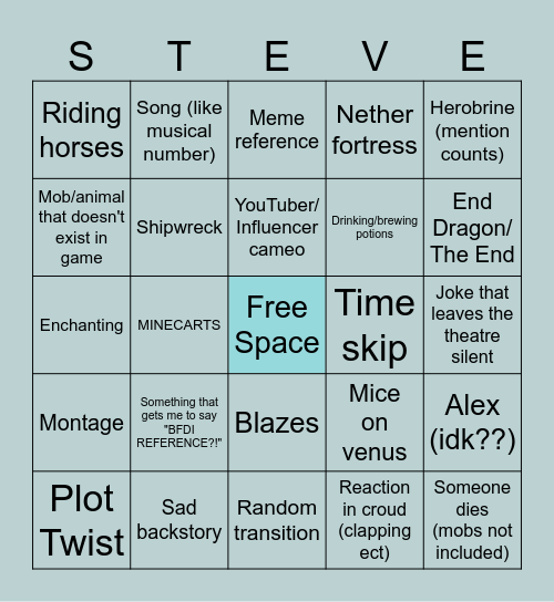 Minecraft Movie Bingo 🗣️ Bingo Card