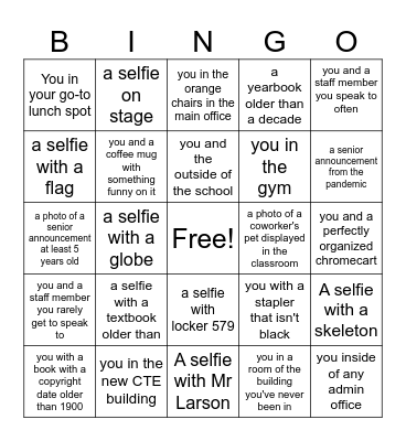 Staff Appreciation Bingo Scavenger Hunt Bingo Card
