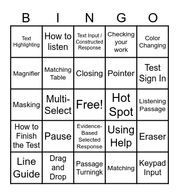 MAP Online Tools Bingo Card