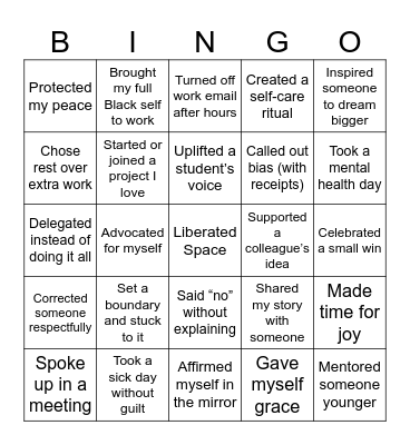 Liberated to Lead Bingo Card