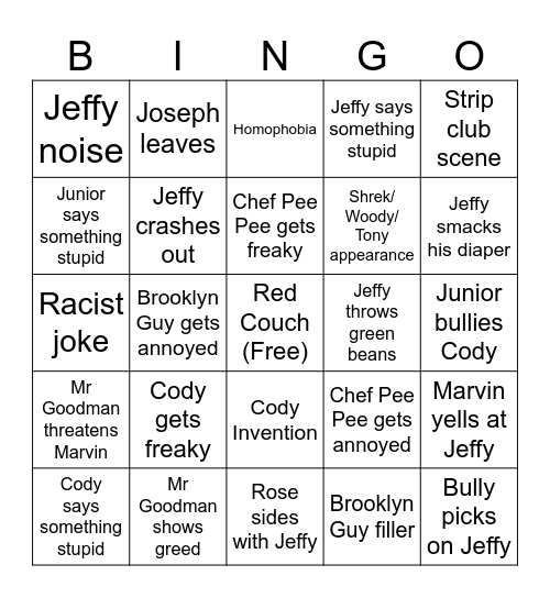 SML Bingo Card