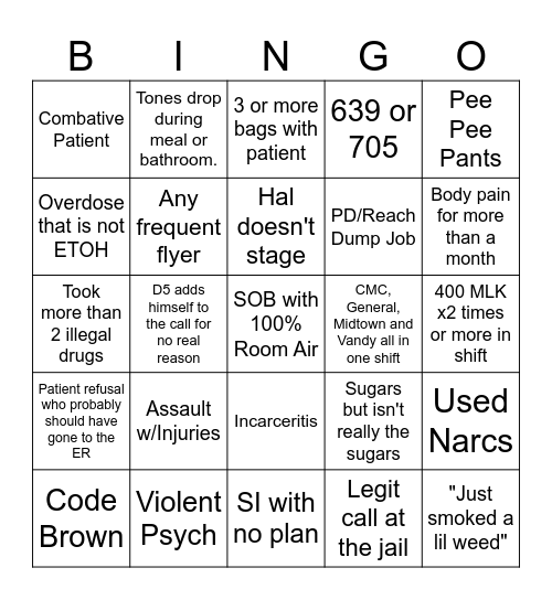 Downtown Bingo Card