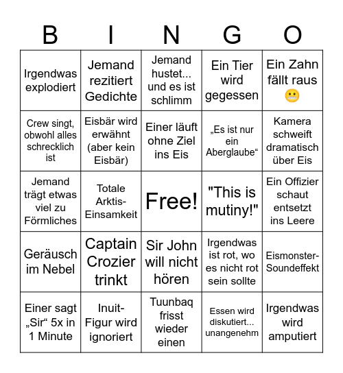 AMC The Terror Bingo Card