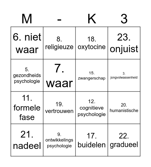 Hechting Bingo Card