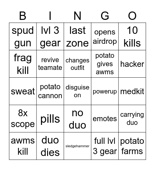surviv bingo Card