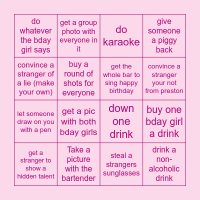 Birthday bingo Card