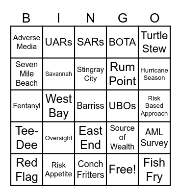 Cayman Compliance Bingo Card