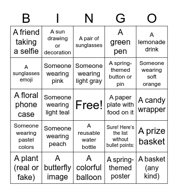 🌸 Springfest Bingo 🌸 Bingo Card