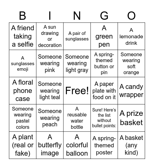 🌸 Springfest Bingo 🌸 Bingo Card