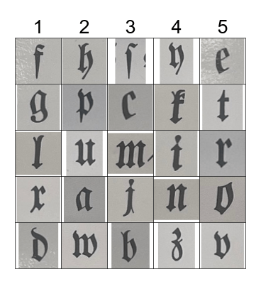 German Letters Bingo Card