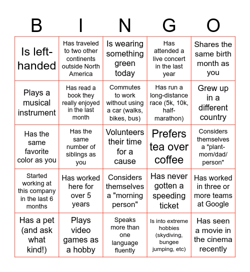 Find a GTMS'er who... Bingo Card