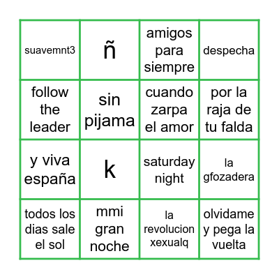 Bingo Musical Bingo Card