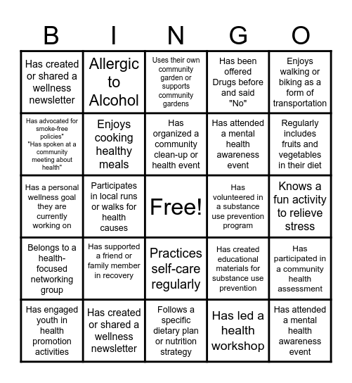 Bingo Baking! Bingo Card