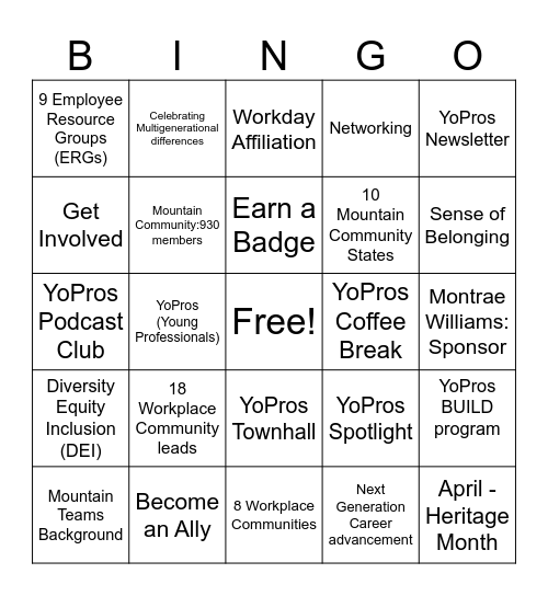 HIG YoPros BINGO Card
