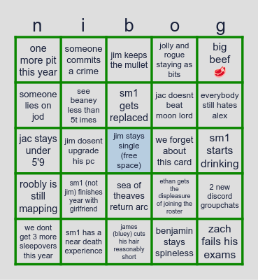Becray Bingo Card