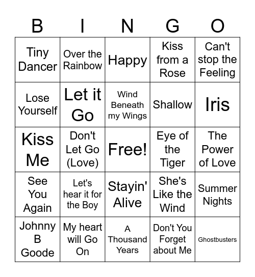 Movie Soundtracks Bingo Card