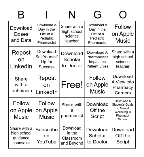 Dose of Knowledge Podcast Bingo Card