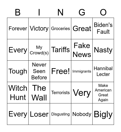 Trump Bingo Card