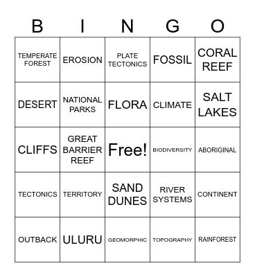 Our Country Bingo Card