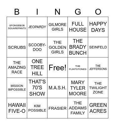 TV Show Bingo Card
