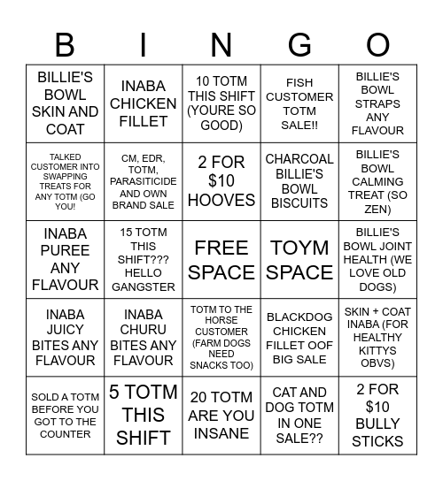 TOTM BINGOOOO Bingo Card