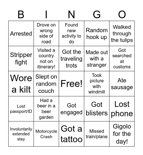 Adventures of Joel Bingo Card