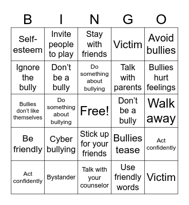 Bulling Bingo Card