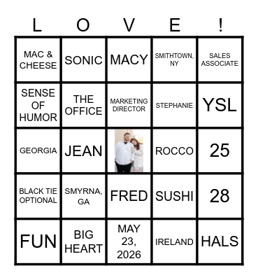 BINGO!  LIZ & MATT EDITION Bingo Card