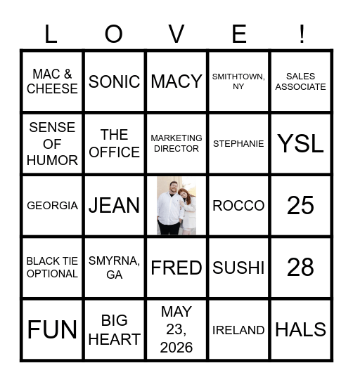 BINGO!  LIZ & MATT EDITION Bingo Card