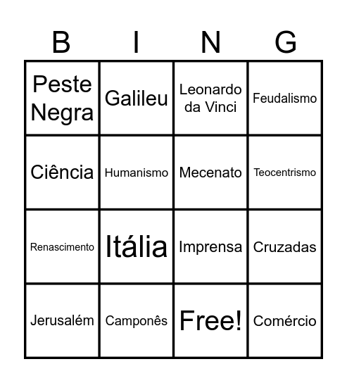 BINGO 7º ANO Bingo Card