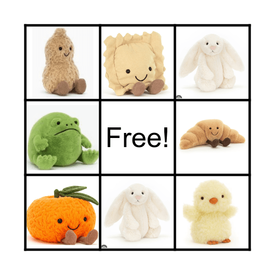 Jellycat Bingo! Bingo Card
