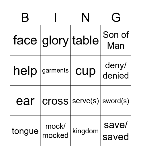 Palm Sunday year C Bingo Card
