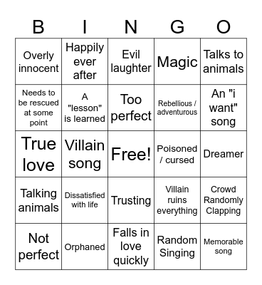 ~DISNEY MOVIE~ Bingo Card