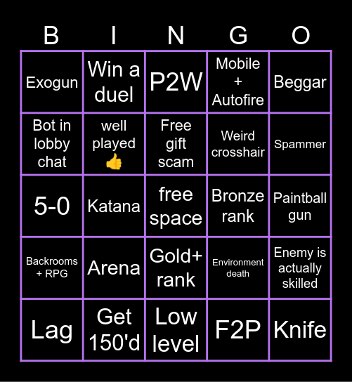 RIVALS BINGO V2 Bingo Card