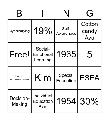 EDUCATION Bingo Card