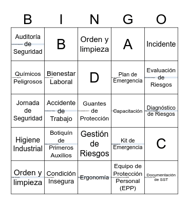 SAFETY WEEK Bingo Card