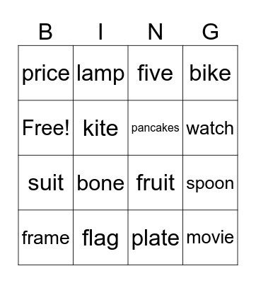 upper bingo Card