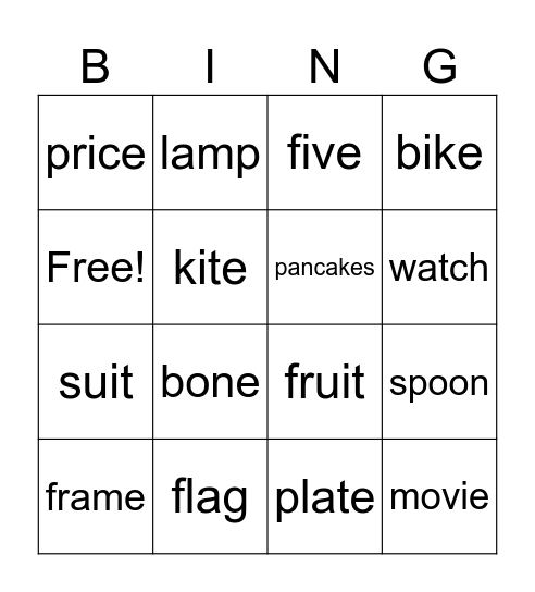 upper bingo Card