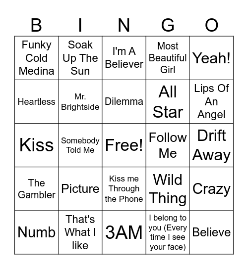 Mix it up Bingo Card