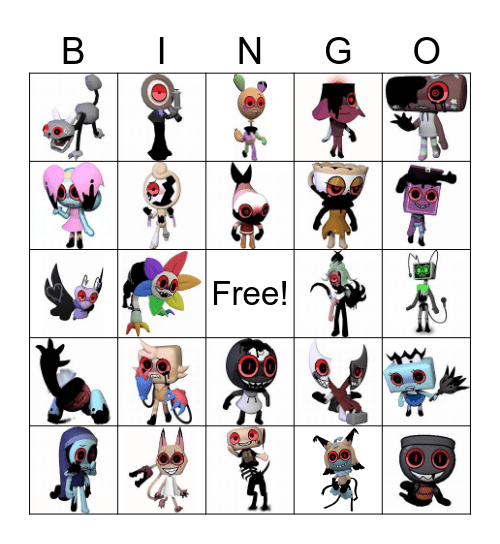 Dandy`s World Twisted Bingo Card