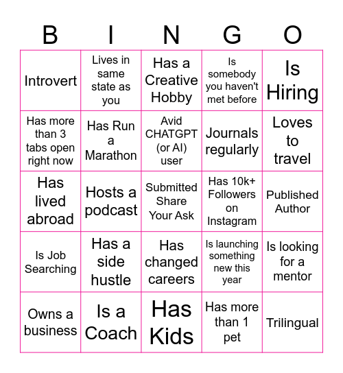 IAW Networking Bingo Card