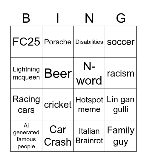 Instagram reels bingo Card