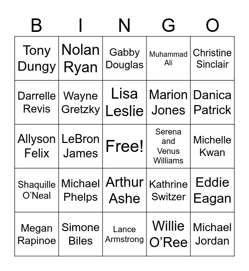 Sports Bingo Card